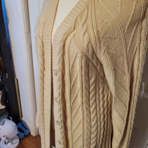 Per Se, L | Knitted Cream Wool Long Sleeve Cardigan - Picture 3 of 6